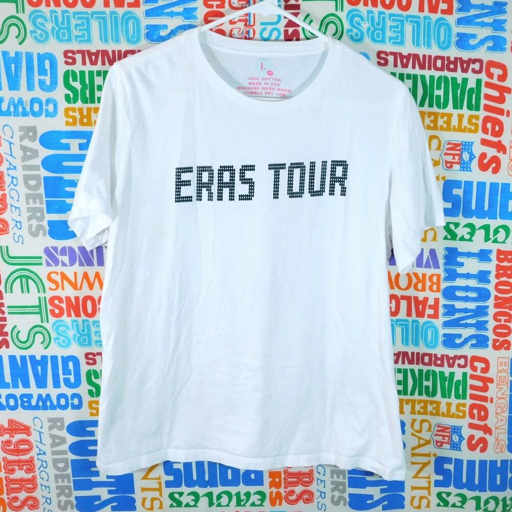 Taylor Swift Eras Tour T Shirt Size Womens L White Double Sided Cartoon Graphic